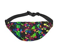 Rainbow of Neon Paint Splatters - Riñonera ligera con correa ajustable, Black, Talla única, Cinturón de dinero