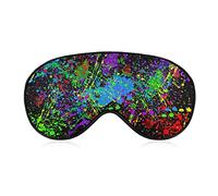 Rainbow of Neon Paint Splatters Sleep Masks Eye Cover Blackout con correa elástica ajustable Night Blindfold para mujeres, hombres, yoga, viajes, siesta