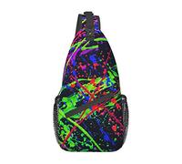 Rainbow of Neon Paint Splatters Sling Bag Senderismo Mochila Crossbody Hombro Mochila Travel Chest Pack para Hombres Mujeres