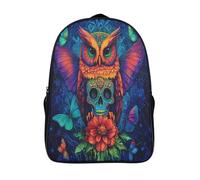 Rainbow Owl Mandala Sugar Skull Flowers And Teal Butterflies,mochilas De Viaje Impresas En 3D, Ligero Y Transpirable Bolsa De Escuela Escolar Para Niños 16 inch