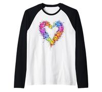 Rainbow Paw Heart Colorful Dog & Cat Lover Pet Art Camiseta Manga Raglan