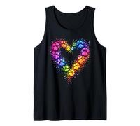 Rainbow Paw Heart Colorful Dog & Cat Lover Pet Art Camiseta sin Mangas