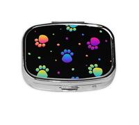 Rainbow Paws - Pastillero con 2 compartimentos, diseño de animales, organizador portátil