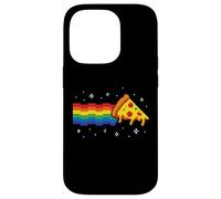 Rainbow Pixel Pizza in Space Retro Gaming Style Cosmic Slice Carcasa para iPhone 14 Pro