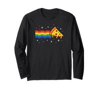Rainbow Pixel Pizza in Space Retro Gaming Style Cosmic Slice Manga Larga