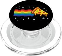 Rainbow Pixel Pizza in Space Retro Gaming Style Cosmic Slice PopSockets PopGrip para MagSafe