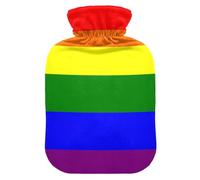 Rainbow Pride Flag - Botellas de agua caliente para el Día del Orgullo Gay LGBT con cubierta suave, compresa cálida de 2 L para calentador de abdomen, calentador de abdomen, calentador de abdomen