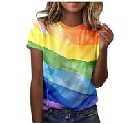 Rainbow Pride Month LGBT Arcoíris Mes del Orgullo Camiseta De Manga Corta con Cuello Y Estampado De para Mujer
