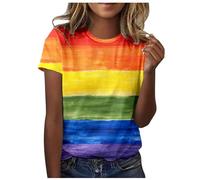 Rainbow Pride Month LGBT Arcoíris Mes del Orgullo Camiseta De Manga Corta con Cuello Y Estampado De para Mujer