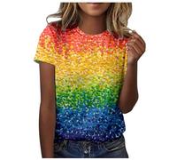 Rainbow Pride Month LGBT Arcoíris Mes del Orgullo Camiseta De Manga Corta con Cuello Y Estampado De para Mujer