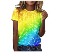 Rainbow Pride Month LGBT Arcoíris Mes del Orgullo Camiseta De Manga Corta con Cuello Y Estampado De para Mujer