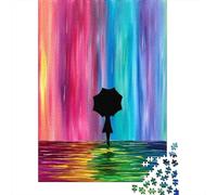 Rainbow Rain Rompecabezas Umbrella Silhouette 1000 Piezas de Papel Reciclado para Mujeres y Hombres Educativo y Desafiante 52x38cm/1000pcs