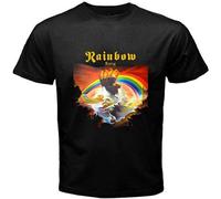 Rainbow Rising Blues Rock Band Legend Unisex 100% Cotton Short-Sleeve T-Shirts Black S