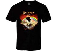 Rainbow Rising Rock N Roll Heavy Metal Music Band Unisex 100% Cotton Short-Sleeve T-Shirts Black XL