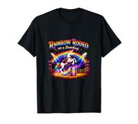 Rainbow Rodeo Unicorn Wrangler Western Circus Art Camiseta