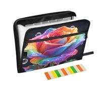 Rainbow Rose - Organizador de archivos de acordeón negro con 13 bolsillos, carpeta expandible con etiquetas, soporte para documentos de recibos