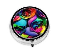 Rainbow Rose, pastillero, pastillero cuadrado para bolsillo o monedero, pastillero pequeño, organizador de pastillas de viaje