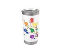 Rainbow Sakura Cherry Blossom Orgullo LGBTQ Vaso térmico de acero inoxidable de doble pared