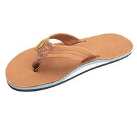 Rainbow Sandals Correa ancha de piel para hombre con arco, Azul bronceado, 9.5-10.5