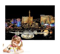 Rainbow scrtch - Scratchs Off City Landmark Paper, Doodle Arts Pads | Interactive Craft Set With Party Fun Escenario For Kids Teens Children Birthday Halloween Christmas Art Projects