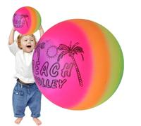 Rainbow Soccer Ball - Portable Toy, Leakproof Space Saving Sphere | Color Inflatable Ball Toy for Kids Boys Outdoor Summer Beach Pool Party Playtime Inflatable Fun Activity Game Sport Holiday T