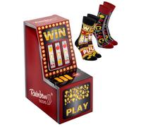 Rainbow Socks - Calcetines de Juego de Tragamonedas Bandido Einarmiger - Hombre Mujere Calcetines de Regalo Novedosos - Slot Machine Socks - 2 pares - Talla 41-46