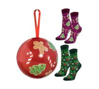 Rainbow Socks - Calcetines de Navidad en una bola para él y para ella - Rojo - 2 pares - 36-40