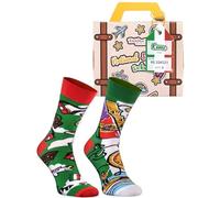 Rainbow Socks - Calcetines Italianos En Una Maleta - Para El Viajero, El Turista, El Amante De Italia - 1 Par En Los Colores De La Bandera Italiana - Talla 47-50