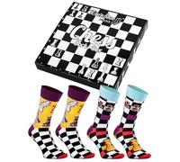 Rainbow Socks - Chess Socks Box - Para Regalar A Jugador De Ajedrez, Aficionado A Los Juegos De Mesa - 2 Pares De Calcetines De Ajedrez - Tablero De Ajedrez Y Figuras De Ajedrez - Talla 41-46