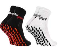 Rainbow Socks - Hombre Mujer Calcetines Antideslizantes de Deporte - 2 Pares - Blanco Negro - Talla 39-41