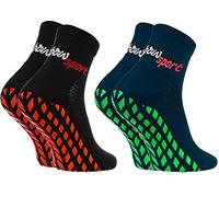 Rainbow Socks - Hombre Mujer Calcetines Antideslizantes de Deporte - 2 Pares - Negro Azul - Talla 47-50