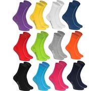 Rainbow Socks - Hombre Mujer Calcetines Colores de Algodón - 12 Pares - Talla 39-41