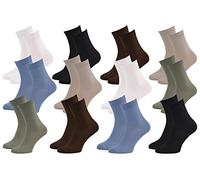 Rainbow Socks - Hombre Mujer Calcetines Colores de Bambu - 12 Pares - 2xNegro 2xBlanco 2xBeige 2xOliva 2xMarrón 2xVaquero - Talla 42-43