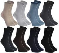 Rainbow Socks - Hombre Mujer Calcetines Diabéticos Sin Elasticos - 8 Pares - Beige Marrón Negro Grafito Azul Marino Caqui Azul y Gris - Talla 44-46