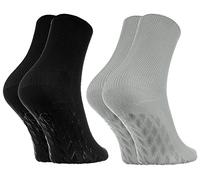 Rainbow Socks - Hombre Mujer Calcetines Diabéticos Sin Goma Antideslizantes ABS - 2 Pares - Negro - Talla 42-43
