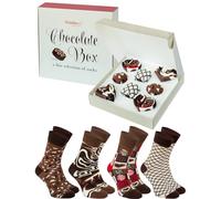 Rainbow Socks - Hombre Mujer Calcetines en una Caja de Bombones - Novedosos Calcetines - Chocolate Box Socks - 4 Pares - Talla 41-46