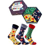 Rainbow Socks - Hombre Mujer Divertidos Calcetines Happy Birthday - 3 Pares - Guirnalda Globos Pastel - Talla 36-40