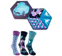 Rainbow Socks - Hombre Mujer Divertidos Calcetines Sirena - 3 Pares - Sirena Escamas Mundo Submarino - Talla 41-46