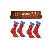 Rainbow Socks - Hombre Mujer DIY Set Divertidos Calcetines - 2 Pares - Martillo Destornillador Vio Llave Inglesa - Talla UE 41-46