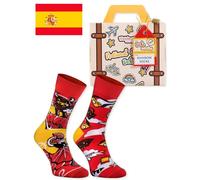 Rainbow Socks - Hombre Mujer España Divertidos Calcetines Maleta - 1 Par - Corrida Flamenko Futbol Paella -Talla UE 47-50