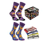 Rainbow Socks - Hombre Mujer Jazz Musica Divertidos Calcetines - 2 Pares - Instrumentos Musicales Gafas de Sol Sombrero de Cilindro -Talla UE 47-50
