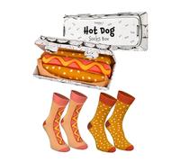 Rainbow Socks - Hot Dog Socks Box - Hombre Mujer Calcetines Para Con Estampado de Hot Dog - Regalo Novedoso Para Los Fanáticos de la Comida Rápida - 2 Pares - Talla 41-46