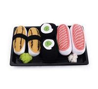 Rainbow Socks - Men's Women's - Sushi Socks Box Tamago Cucumber Salmon - 3 Pairs L