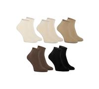 Rainbow Socks - Mujer Calcetines Elásticos Non-binding Pressure-free sin Presión Cómodos para Diabéticos - Conjuntos de Calcetines Beige - 5 Pares - Tamaño 42-43