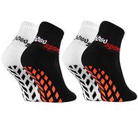 Rainbow Socks - Niñas Niños Calcetines Antideslizantes de Deporte - 2 Pares - Blanco Negro - Talla 30-35