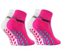 Rainbow Socks - Niñas Niños Calcetines Antideslizantes de Deporte - 2 Pares - Blanco Rosa - Talla 24-29
