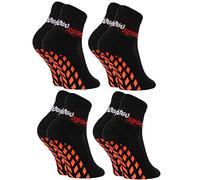 Rainbow Socks - Niñas Niños Calcetines Antideslizantes de Deporte - 4 Pares - Negro - Talla 24-29