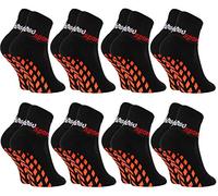 Rainbow Socks - Niñas Niños Calcetines Antideslizantes de Deporte - 8 Pares - Negro - Talla 24-29