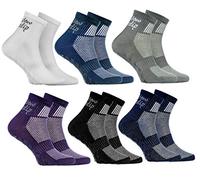 Rainbow Socks - Niño Niña Calcetines Deporte Colores Algodón - 6 Pares - Blanco Violeta Gris Azul Marino Negro Jeans - Talla 30-35