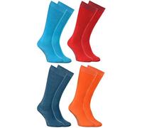 Rainbow Socks - Niño Niña Calcetines Largos Hasta la Rodilla - 4 Pares - Azul Rojo Turquesa Amarillo - Talla 30-35